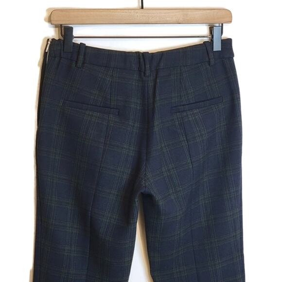 ZARA WOMAN Plaid Blue Green Ankle Crop Mid Rise Straight Skinny Pant Size S - Picture 7 of 13
